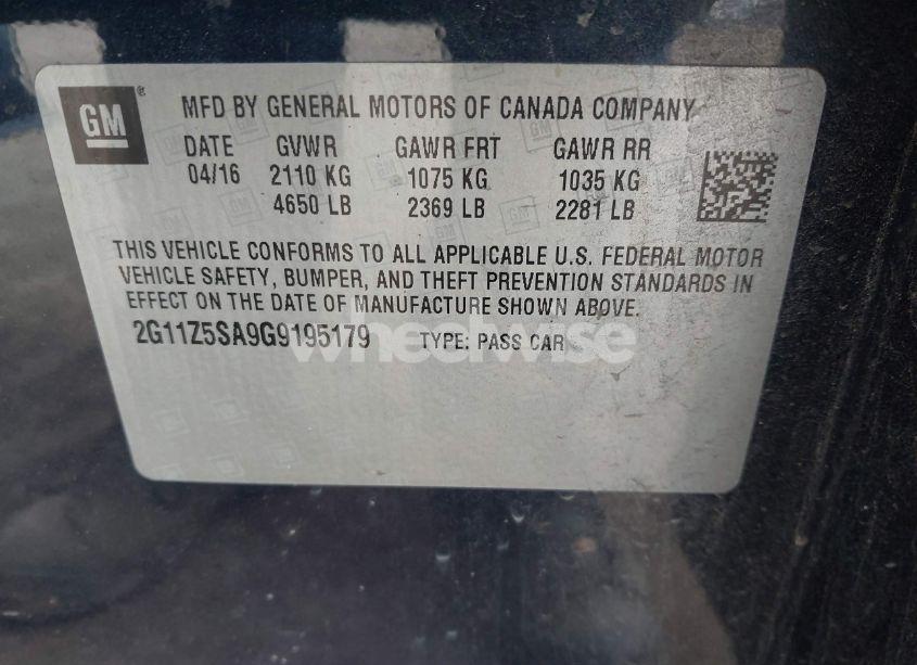 Photo 9 of 2016 Chevrolet Impala LS (VIN 2G11Z5SA9G9195179)