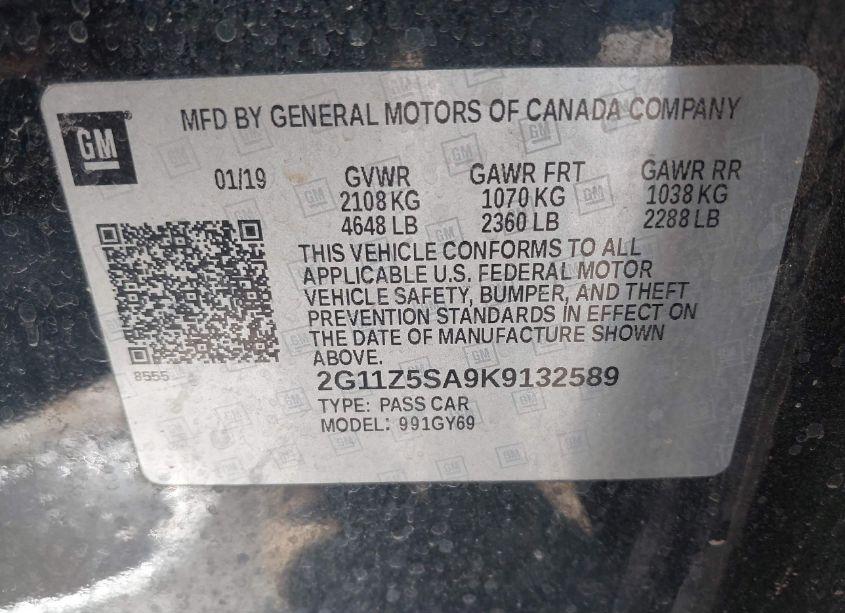 Photo 9 of 2019 Chevrolet Impala LT (VIN 2G11Z5SA9K9132589)