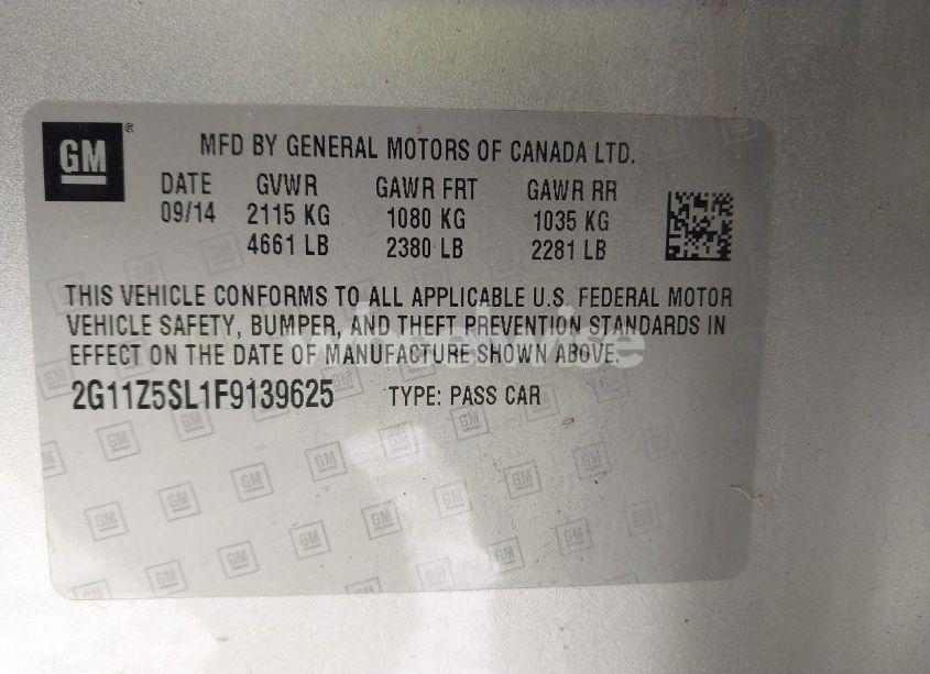 Photo 9 of 2015 Chevrolet Impala LS (VIN 2G11Z5SL1F9139625)