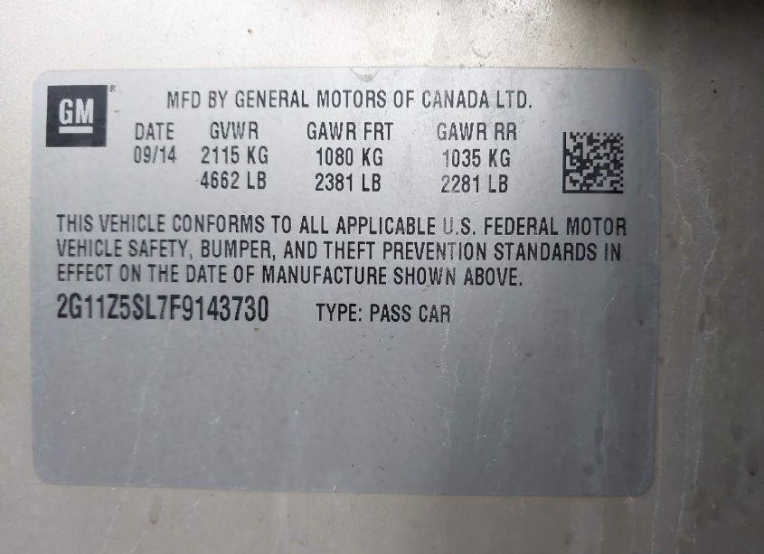 Photo 9 of 2015 Chevrolet Impala LS (VIN 2G11Z5SL7F9143730)