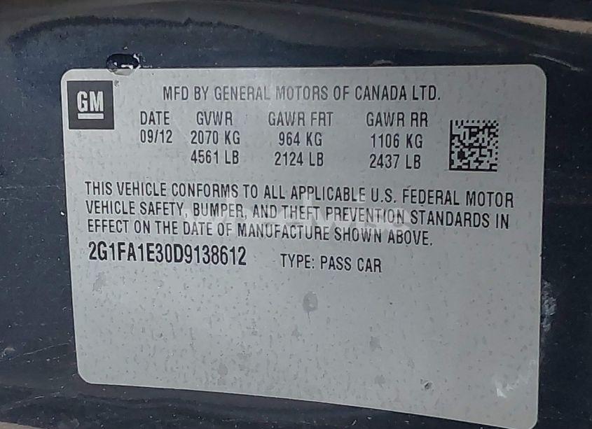 Photo 9 of 2013 Chevrolet Camaro 2LS (VIN 2G1FA1E30D9138612)