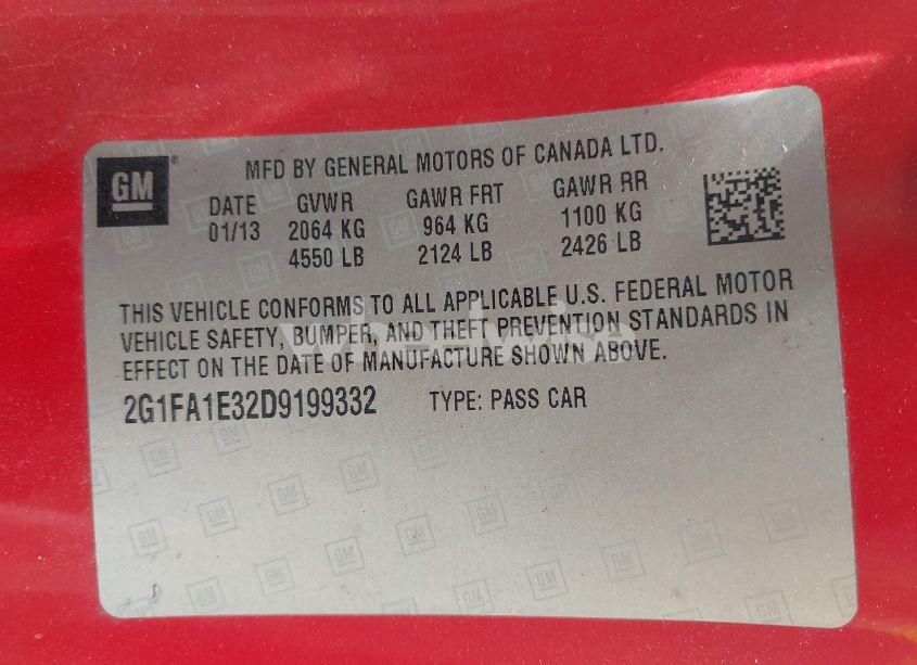 Photo 9 of 2013 Chevrolet Camaro LS (VIN 2G1FA1E32D9199332)