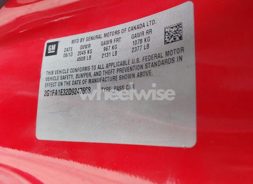 Photo 9 of 2013 Chevrolet Camaro 2LS (VIN 2G1FA1E32D9247668)