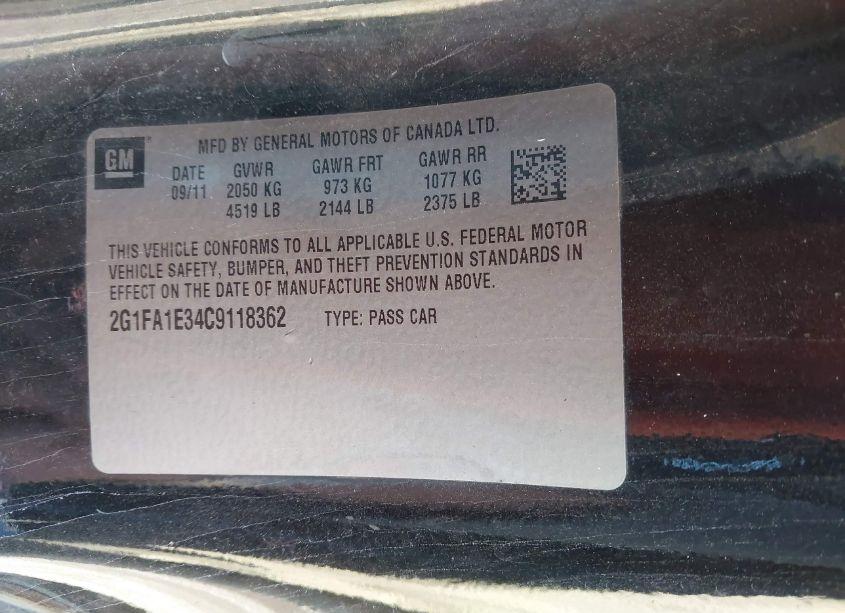 Photo 9 of 2012 Chevrolet Camaro 2LS (VIN 2G1FA1E34C9118362)