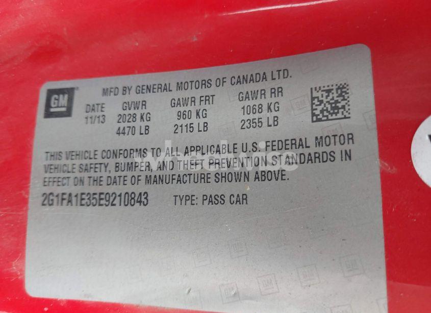 Photo 9 of 2014 Chevrolet Camaro 2LS (VIN 2G1FA1E35E9210843)