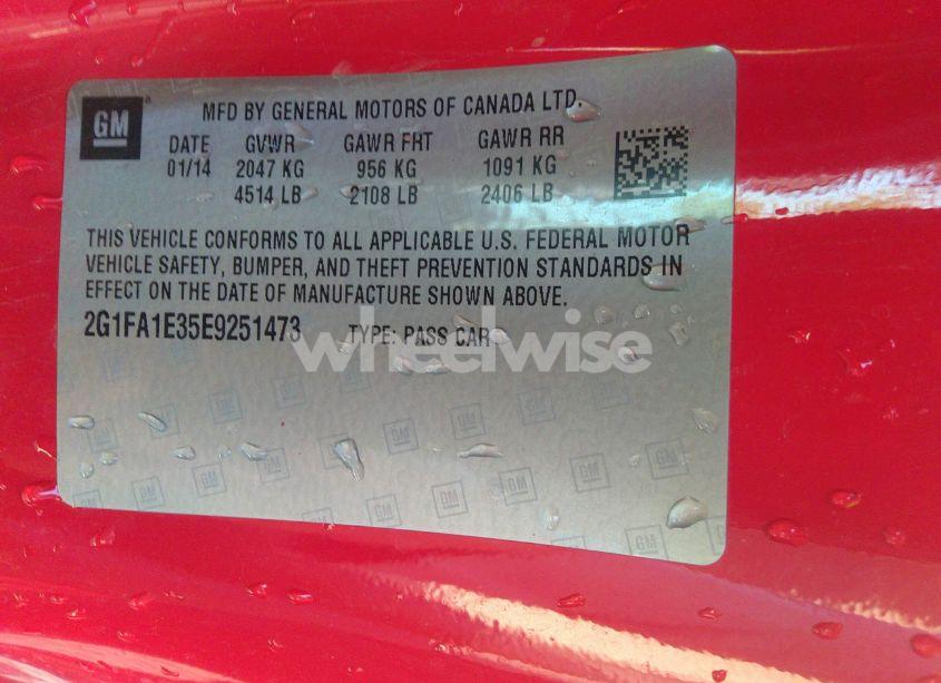 Photo 9 of 2014 Chevrolet Camaro 2LS (VIN 2G1FA1E35E9251473)