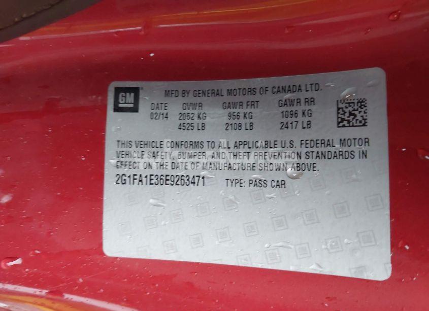 Photo 9 of 2014 Chevrolet Camaro 2LS (VIN 2G1FA1E36E9263471)