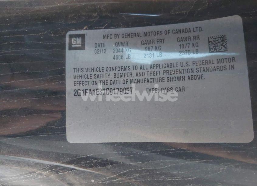 Photo 9 of 2012 Chevrolet Camaro 2LS (VIN 2G1FA1E37C9179057)