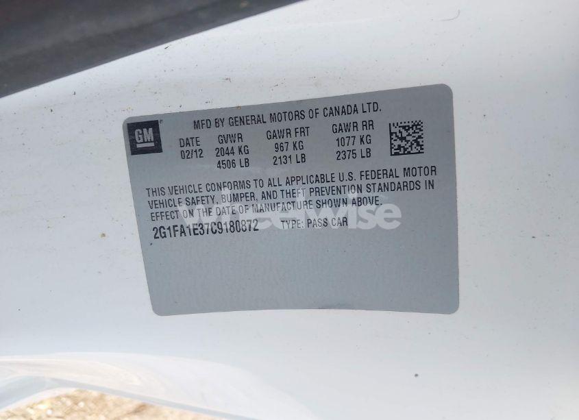 Photo 9 of 2012 Chevrolet Camaro 2LS (VIN 2G1FA1E37C9180872)