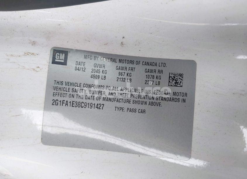 Photo 9 of 2012 Chevrolet Camaro 2LS (VIN 2G1FA1E38C9191427)