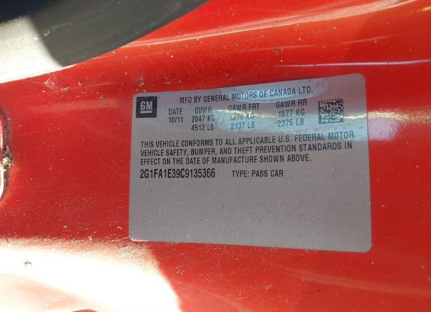 Photo 9 of 2012 Chevrolet Camaro 2LS (VIN 2G1FA1E39C9135366)