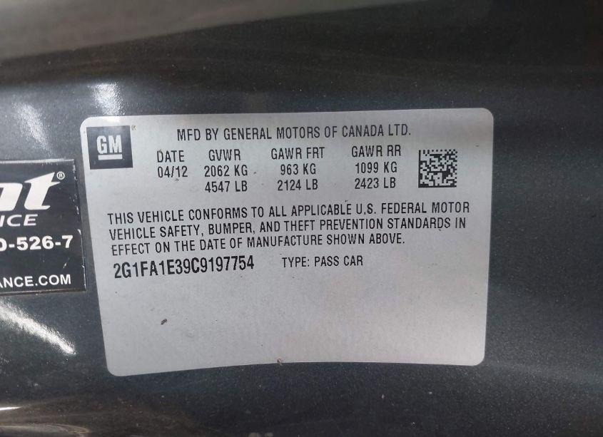 Photo 9 of 2012 Chevrolet Camaro 2LS (VIN 2G1FA1E39C9197754)