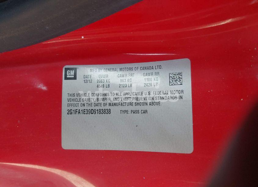 Photo 9 of 2013 Chevrolet Camaro 2LS (VIN 2G1FA1E39D9183838)