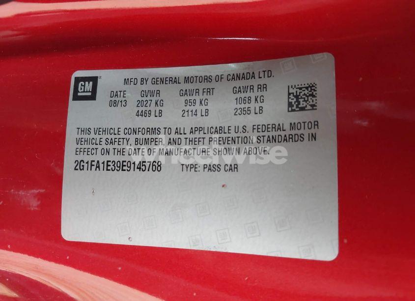 Photo 9 of 2014 Chevrolet Camaro 2LS (VIN 2G1FA1E39E9145768)