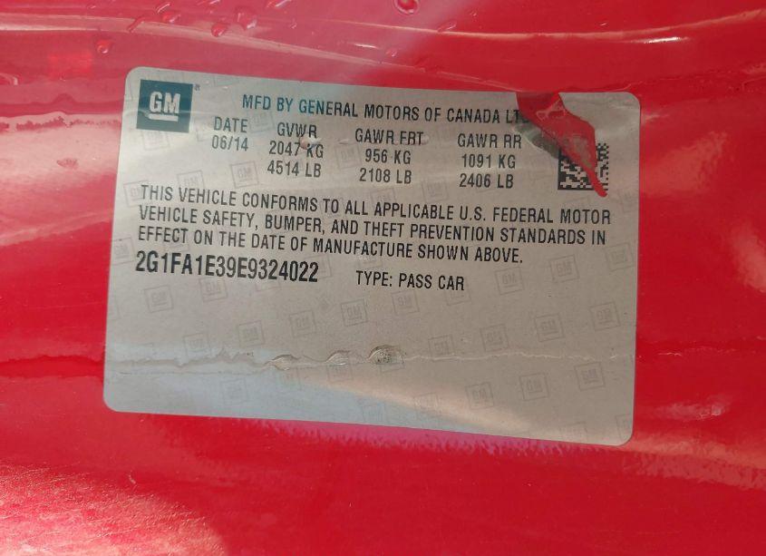 Photo 9 of 2014 Chevrolet Camaro 2LS (VIN 2G1FA1E39E9324022)