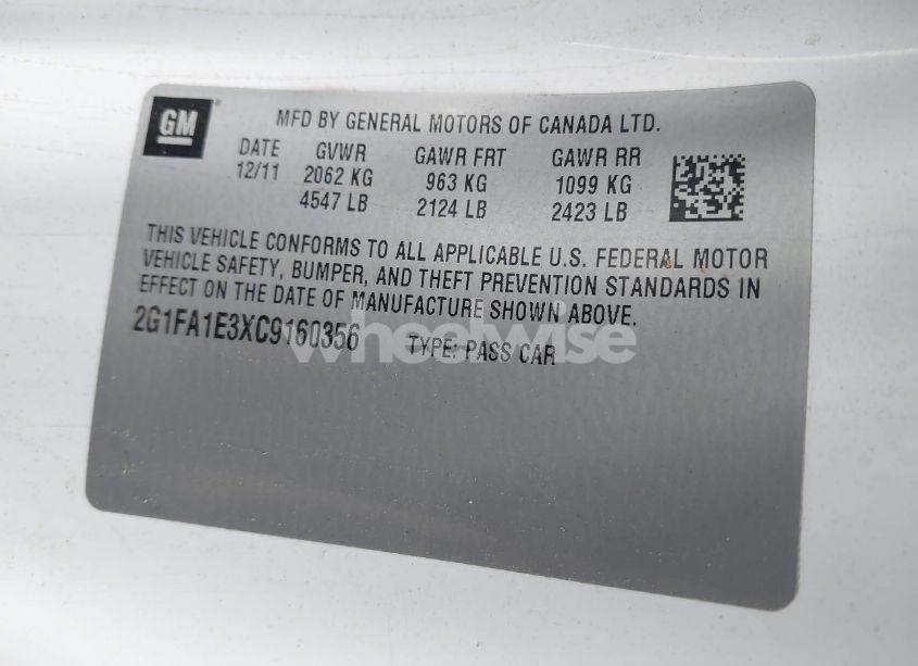 Photo 9 of 2012 Chevrolet Camaro 2LS (VIN 2G1FA1E3XC9160356)