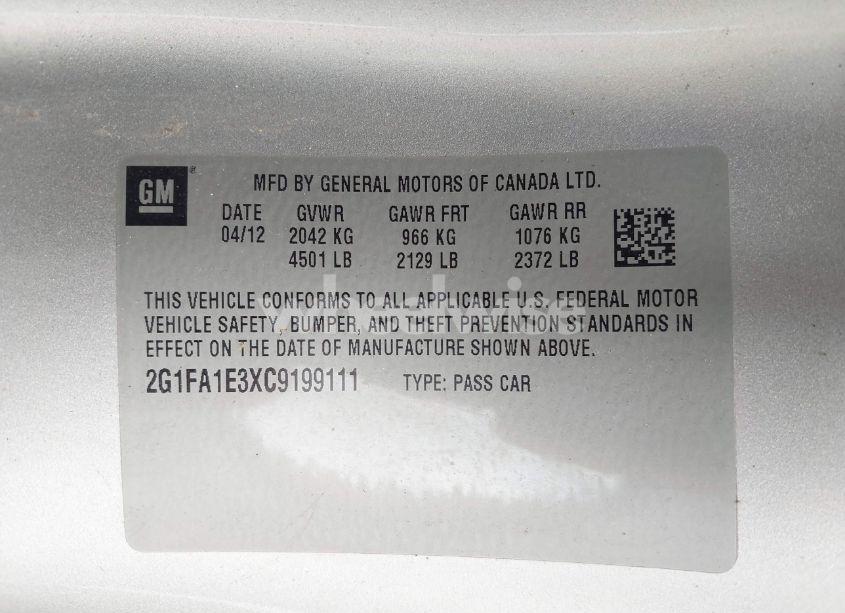 Photo 9 of 2012 Chevrolet Camaro 2LS (VIN 2G1FA1E3XC9199111)