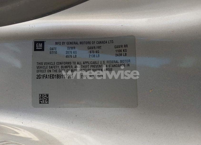 Photo 9 of 2011 Chevrolet Camaro 2LS (VIN 2G1FA1ED1B9113515)