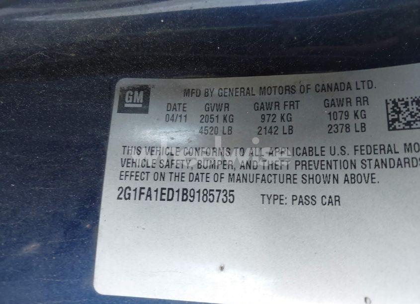 Photo 9 of 2011 Chevrolet Camaro 2LS (VIN 2G1FA1ED1B9185735)