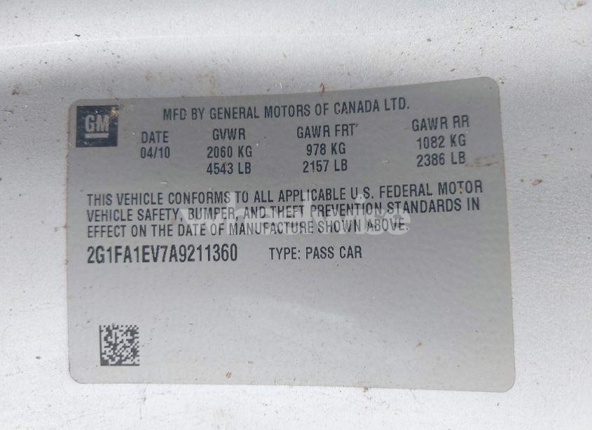 Photo 9 of 2010 Chevrolet Camaro 1LS (VIN 2G1FA1EV7A9211360)