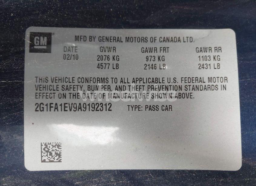 Photo 9 of 2010 Chevrolet Camaro 1LS (VIN 2G1FA1EV9A9192312)