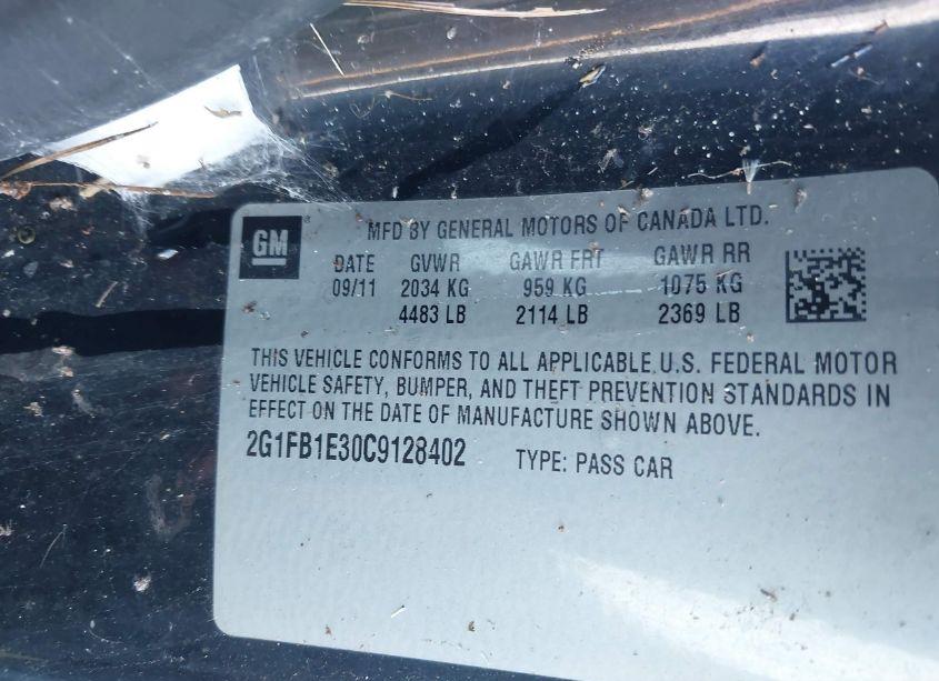 Photo 9 of 2012 Chevrolet Camaro 1LT (VIN 2G1FB1E30C9128402)