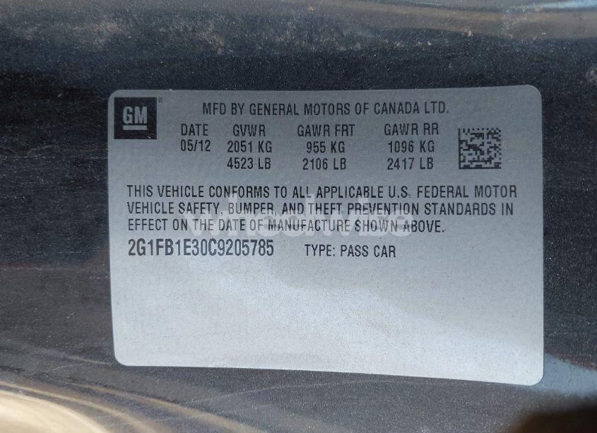 Photo 9 of 2012 Chevrolet Camaro 1LT (VIN 2G1FB1E30C9205785)