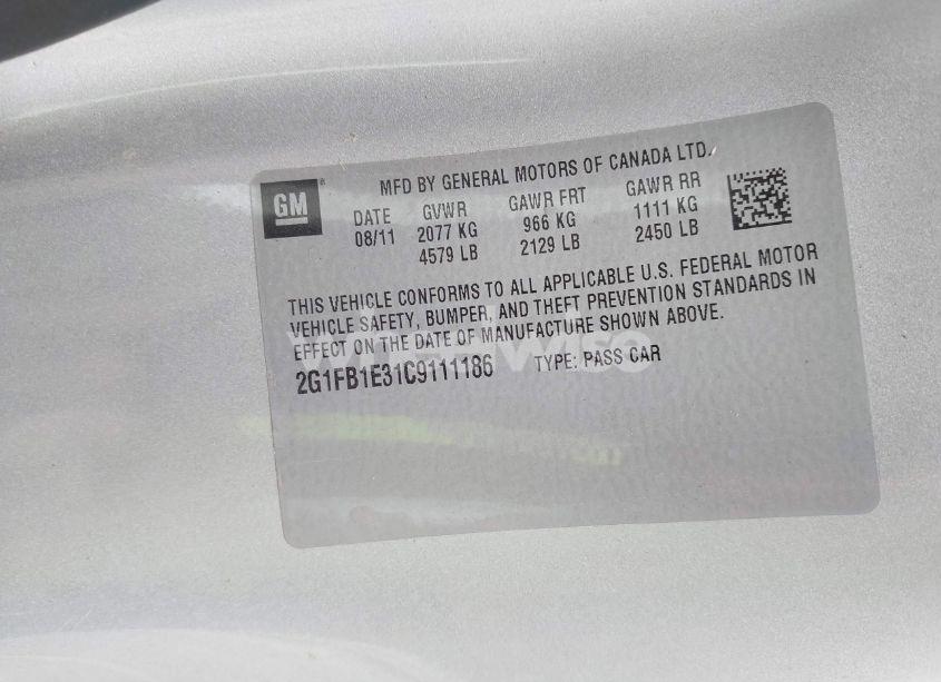 Photo 9 of 2012 Chevrolet Camaro 1LT (VIN 2G1FB1E31C9111186)