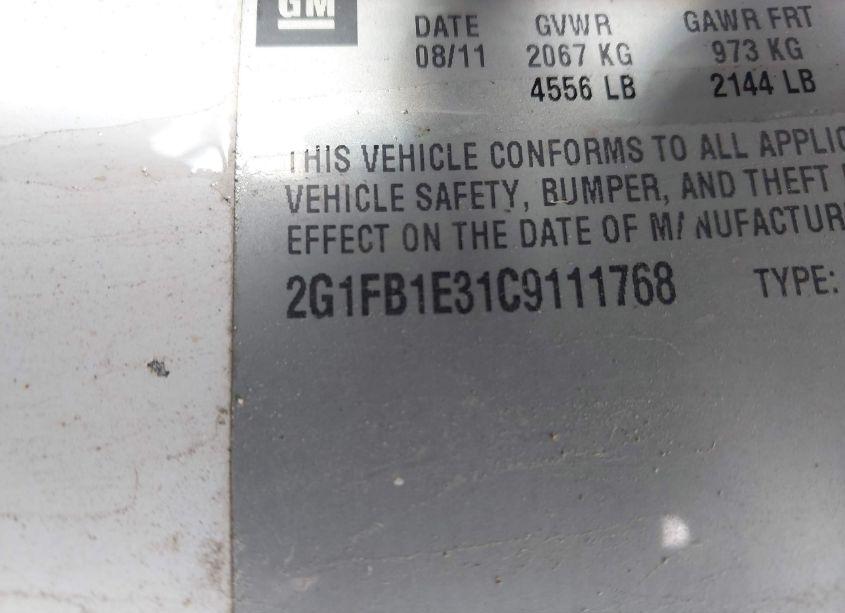 Photo 9 of 2012 Chevrolet Camaro 1LT (VIN 2G1FB1E31C9111768)