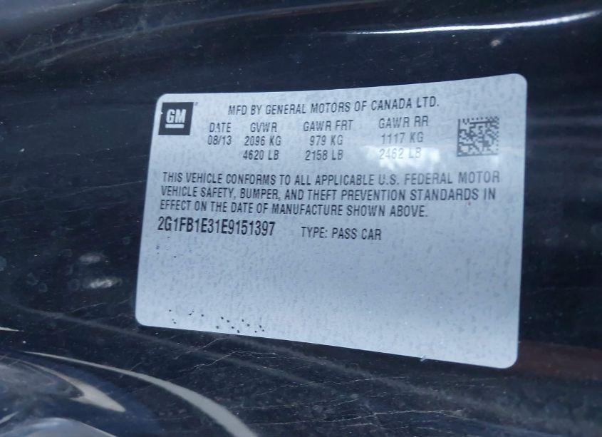 Photo 9 of 2014 Chevrolet Camaro 1LT (VIN 2G1FB1E31E9151397)