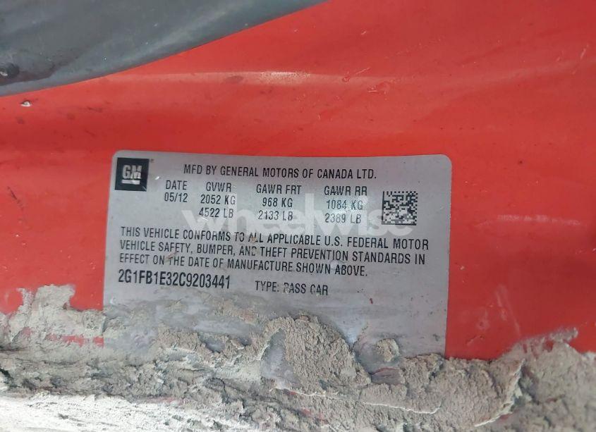 Photo 9 of 2012 Chevrolet Camaro 1LT (VIN 2G1FB1E32C9203441)