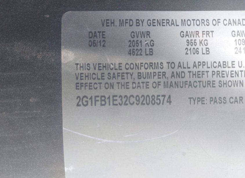 Photo 9 of 2012 Chevrolet Camaro 1LT (VIN 2G1FB1E32C9208574)