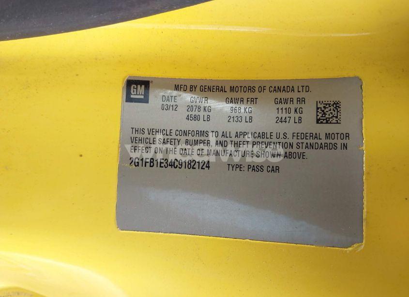 Photo 9 of 2012 Chevrolet Camaro 1LT (VIN 2G1FB1E34C9182124)