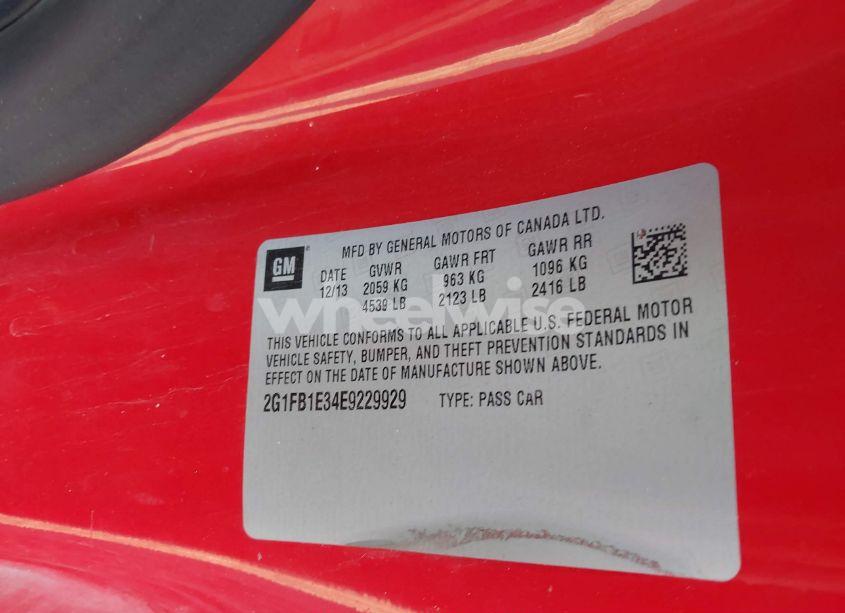 Photo 9 of 2014 Chevrolet Camaro 1LT (VIN 2G1FB1E34E9229929)