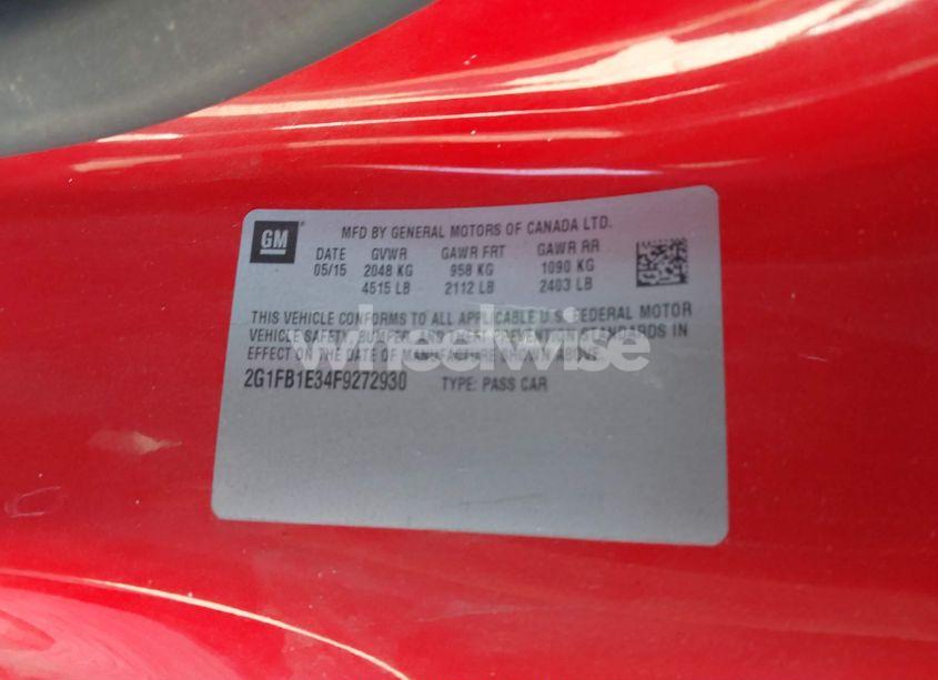 Photo 9 of 2015 Chevrolet Camaro 2LS (VIN 2G1FB1E34F9272930)