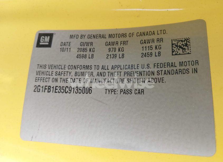 Photo 9 of 2012 Chevrolet Camaro 1LT (VIN 2G1FB1E35C9135006)