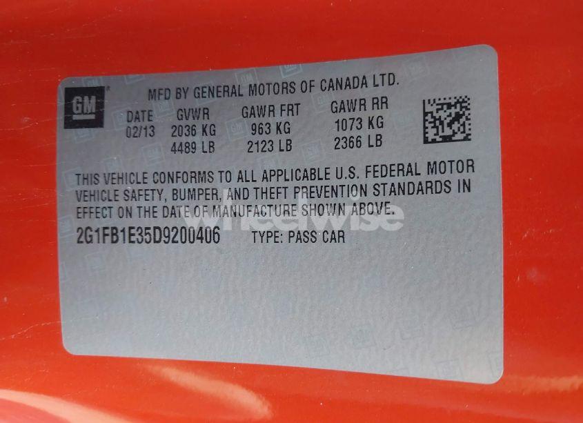 Photo 9 of 2013 Chevrolet Camaro 1LT (VIN 2G1FB1E35D9200406)