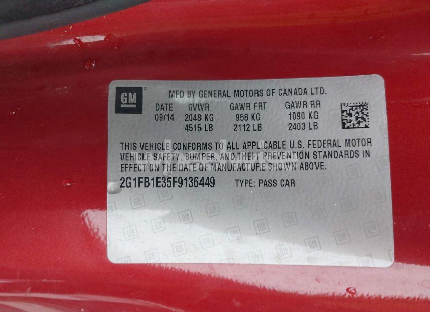 Photo 9 of 2015 Chevrolet Camaro 2LS (VIN 2G1FB1E35F9136449)