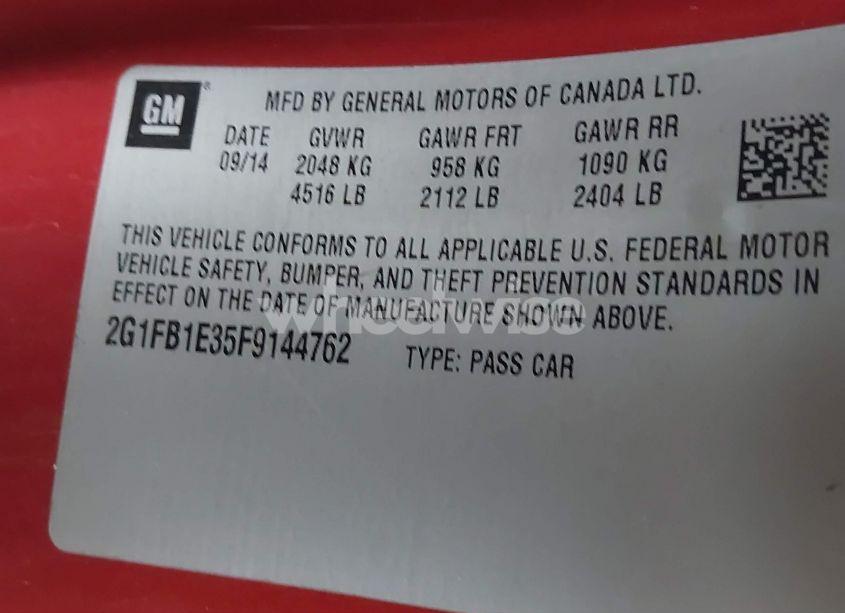 Photo 9 of 2015 Chevrolet Camaro 2LS (VIN 2G1FB1E35F9144762)