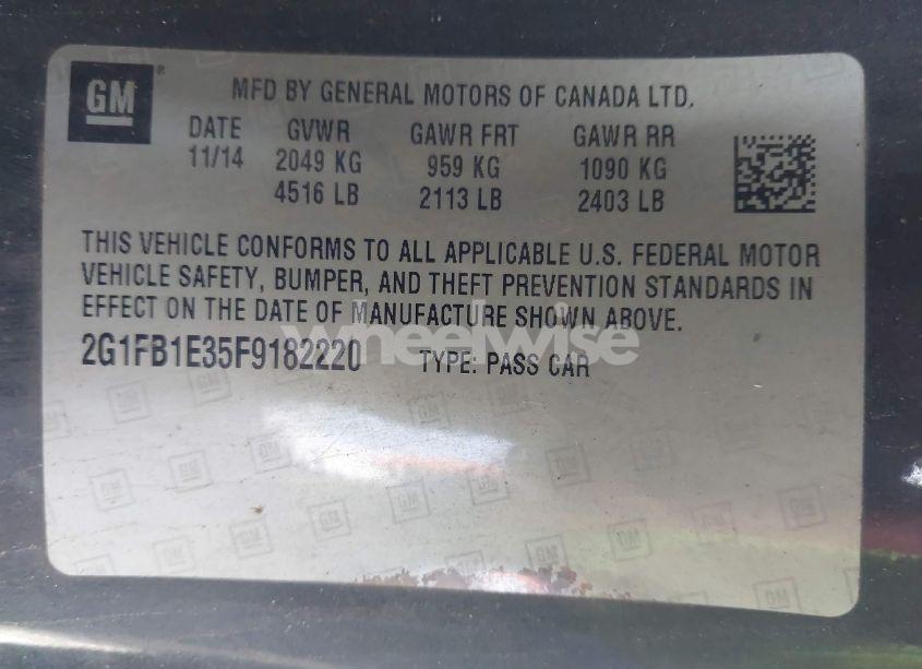 Photo 9 of 2015 Chevrolet Camaro 2LS (VIN 2G1FB1E35F9182220)