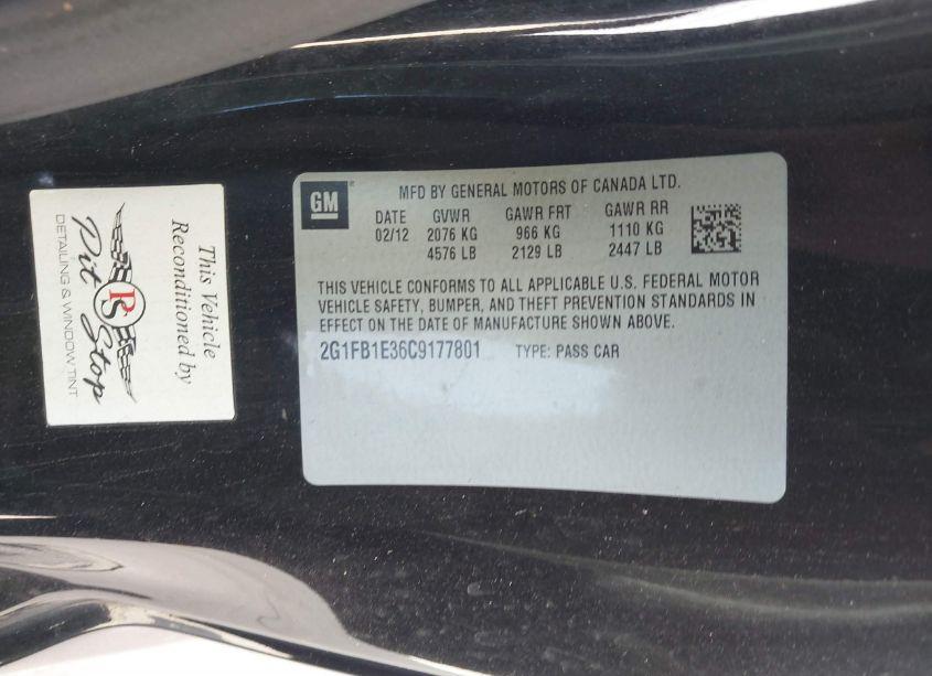 Photo 9 of 2012 Chevrolet Camaro 1LT (VIN 2G1FB1E36C9177801)