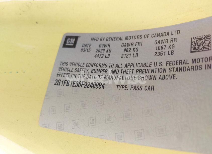 Photo 9 of 2015 Chevrolet Camaro 2LS (VIN 2G1FB1E36F9240884)