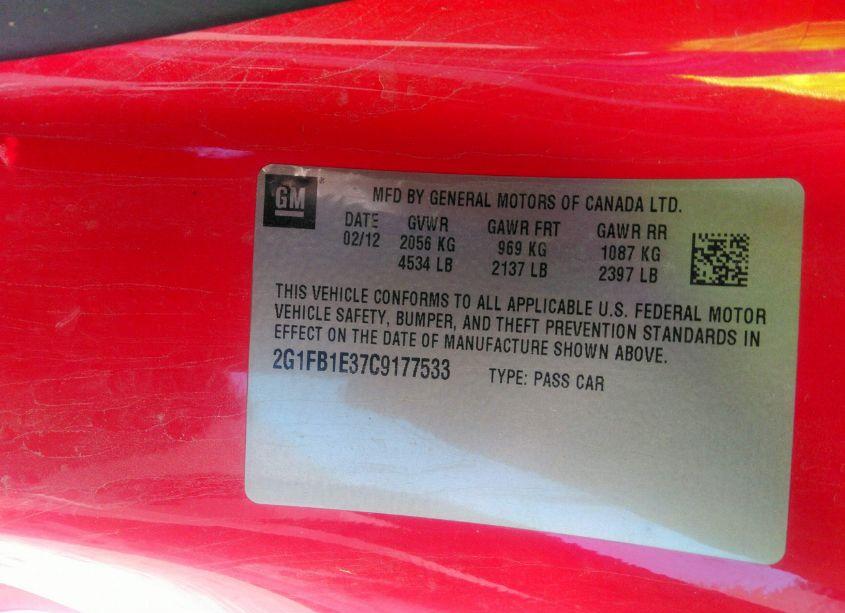 Photo 9 of 2012 Chevrolet Camaro 1LT (VIN 2G1FB1E37C9177533)