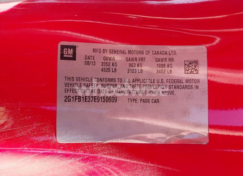 Photo 9 of 2014 Chevrolet Camaro 1LT (VIN 2G1FB1E37E9150609)