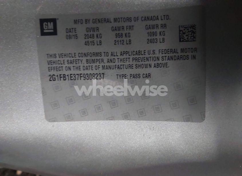 Photo 9 of 2015 Chevrolet Camaro 2LS (VIN 2G1FB1E37F9308237)