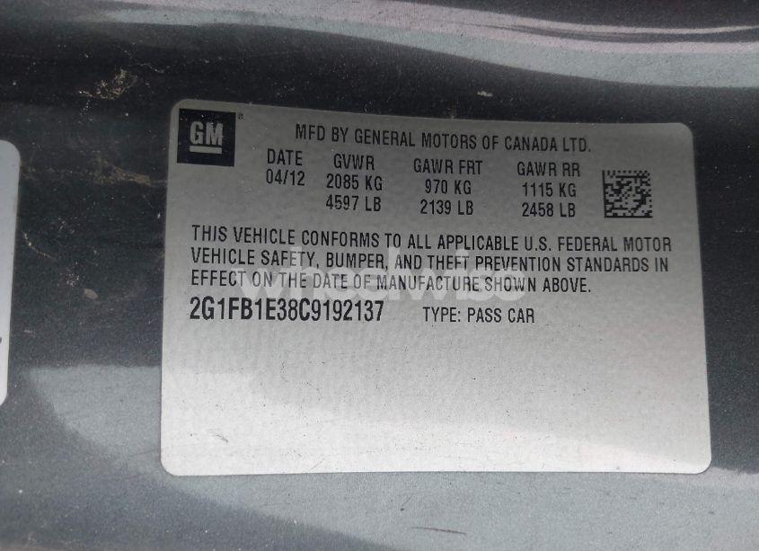 Photo 9 of 2012 Chevrolet Camaro 1LT (VIN 2G1FB1E38C9192137)