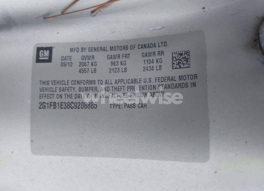 Photo 9 of 2012 Chevrolet Camaro 1LT (VIN 2G1FB1E38C9208885)