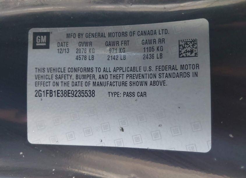 Photo 9 of 2014 Chevrolet Camaro 1LT (VIN 2G1FB1E38E9235538)