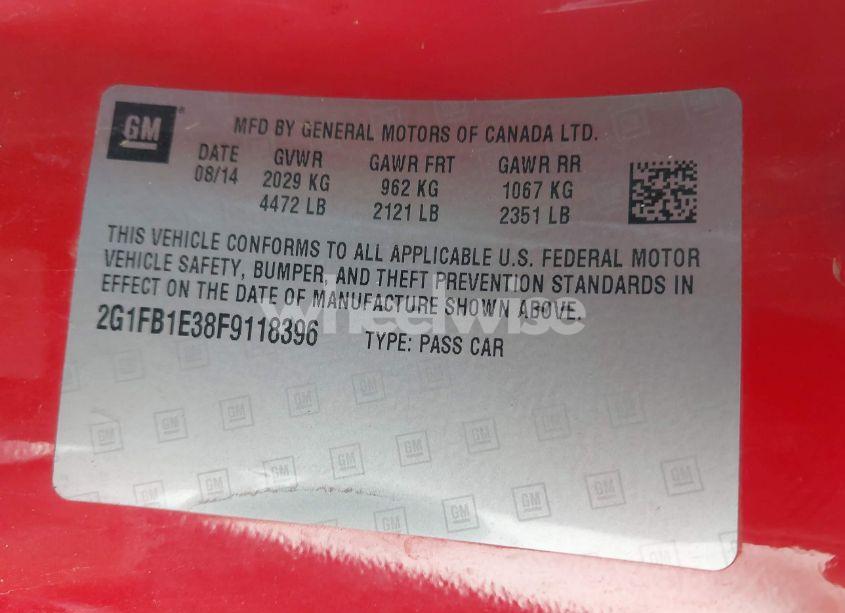 Photo 9 of 2015 Chevrolet Camaro 2LS (VIN 2G1FB1E38F9118396)