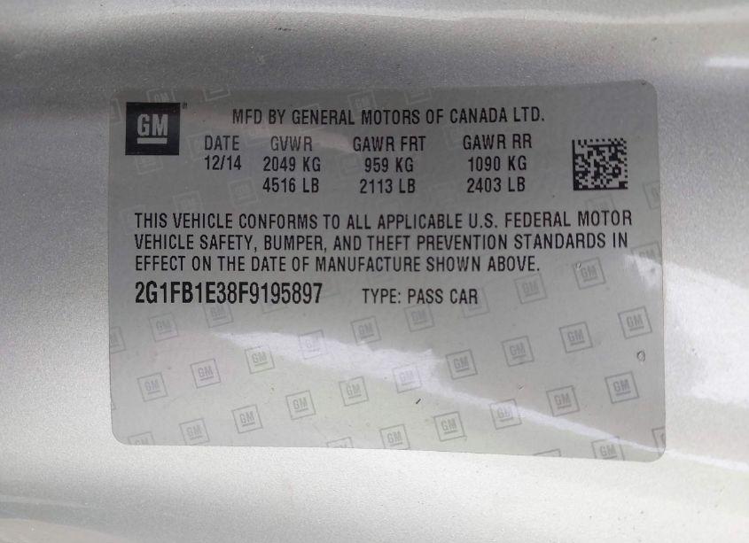 Photo 9 of 2015 Chevrolet Camaro 2LS (VIN 2G1FB1E38F9195897)